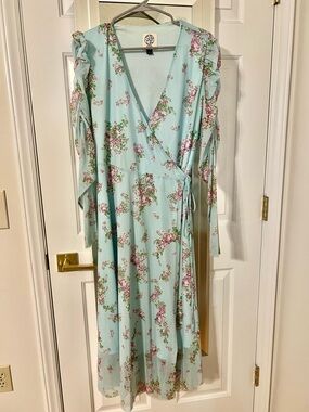 Floral Wrap Mesh Dress